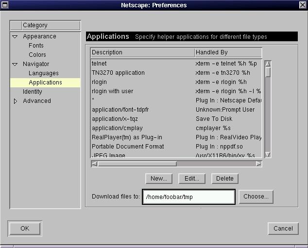 Netscape 4.0 Helper Dialog