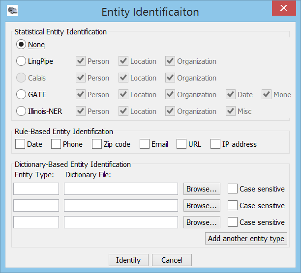 Entity Identification Dialog